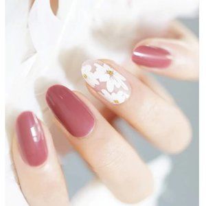 FREE WITH PURCHASE: maroon floral press on nails nwt